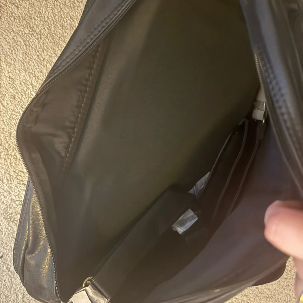 Black Leather Men's Bag with Powercat Logo